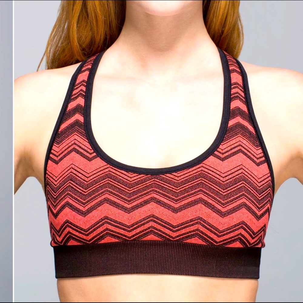 Lululemon Ebb & Flow Racerback Bra Reversible Heathered Electric Coral